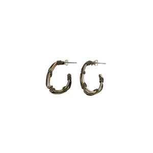 Vintage Silver and Gold Cable Hoop Earring